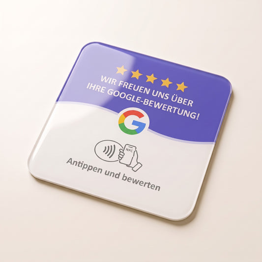 NFC-Karte Google-Bewertung, 10 × 10 cm, deutsche Version | Deutsch