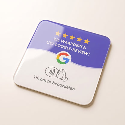 NFC-Karte Google-Bewertung, 10 × 10 cm, niederländische Version | Nederlands