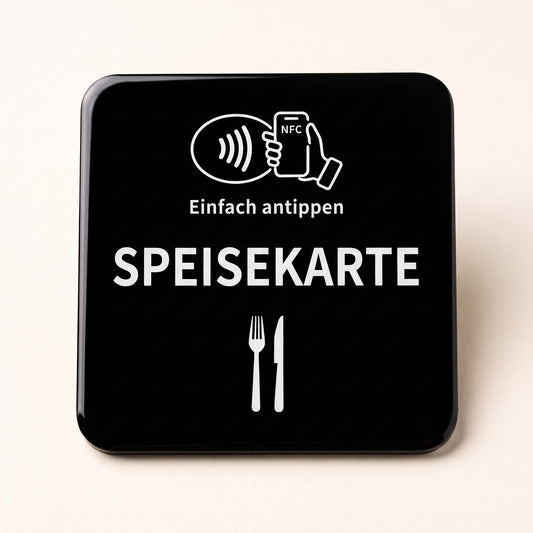 NFC-Karte Speisekarte, 10 × 10 cm, deutsche Version | Deutsch