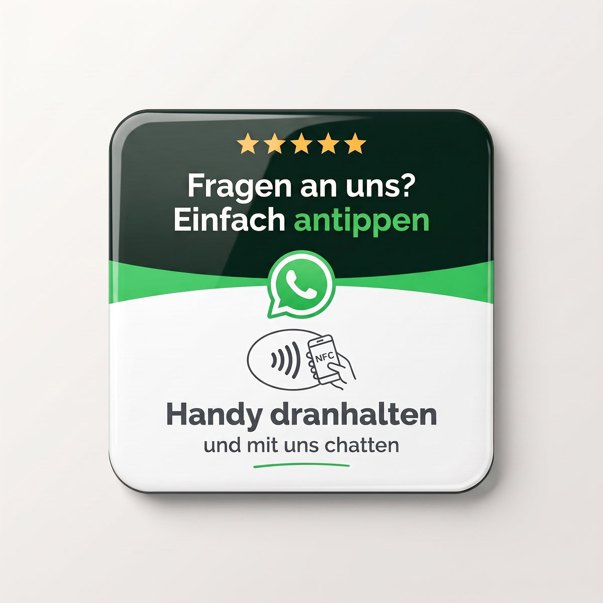 NFC-Karte WhatsApp, 10 × 10 cm, deutsche Version | Deutsch
