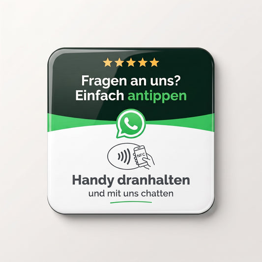 NFC-Karte WhatsApp, 10 × 10 cm, deutsche Version | Deutsch
