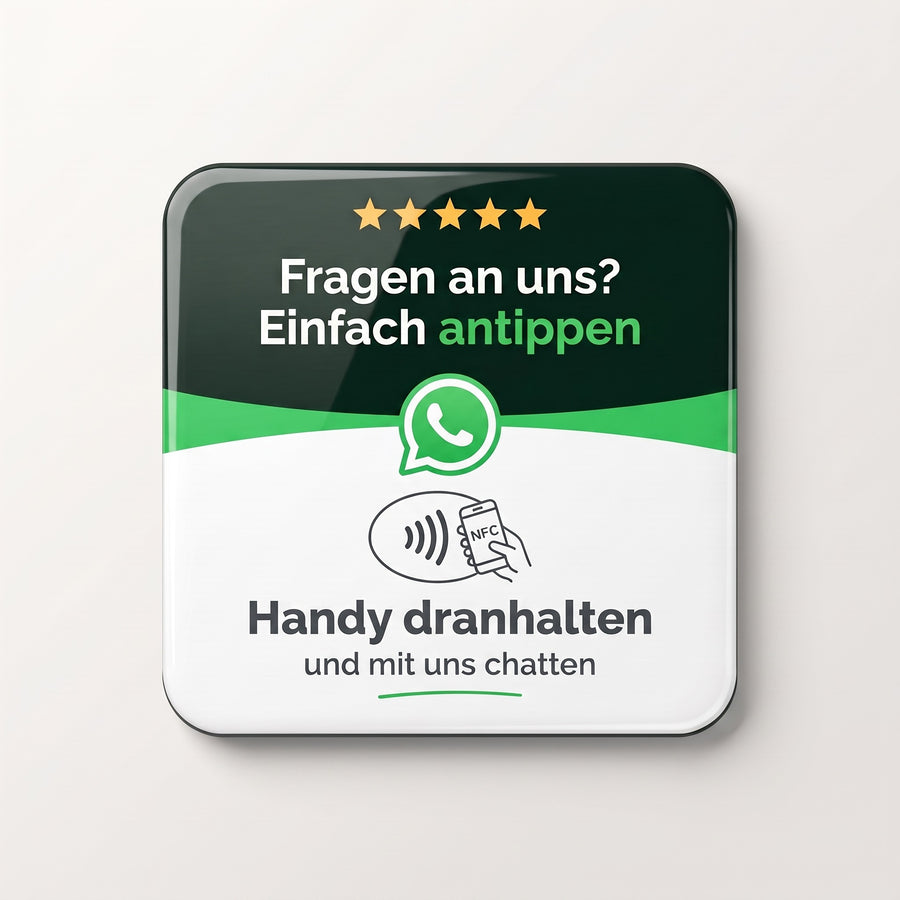 NFC-Karte WhatsApp, 10 × 10 cm, deutsche Version | Deutsch