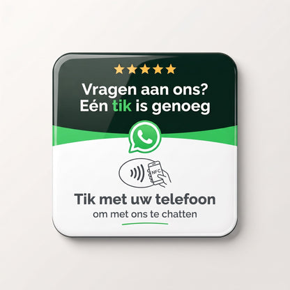 NFC-Karte WhatsApp, 10 × 10 cm, niederländische Version | Nederlands